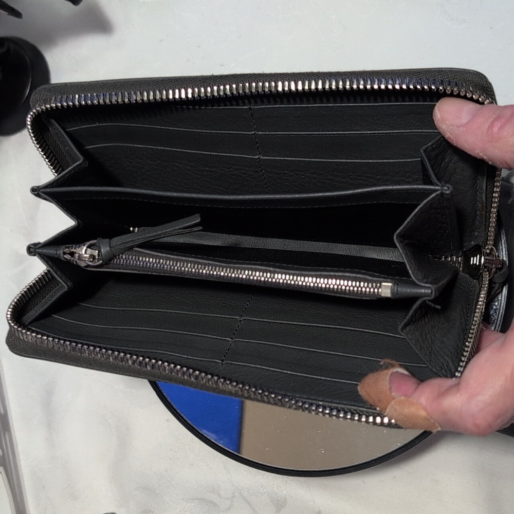 Balenciaga Papier Continual Double Zip Wallet In Gray Calfskin Leather/W Silver - Picture 12 of 17
